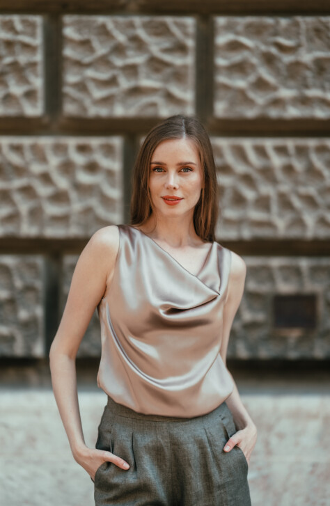 Rb Silk Blouse Beige1