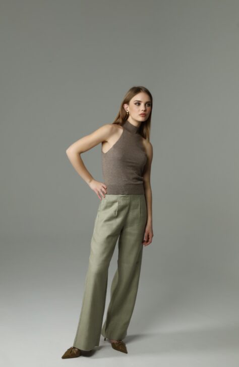 Green Linen Pants Zelene Lanene Pantalone 1
